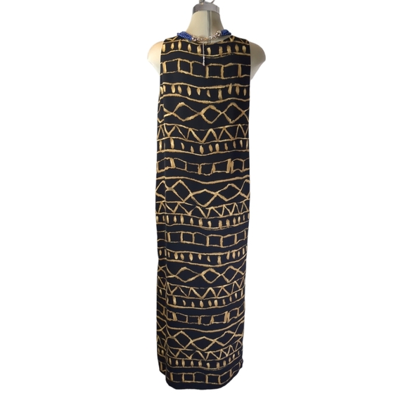 Jones New York Black and Brown Printed Pull up Maxi Dress Size 8 - Picture 3 of 16
